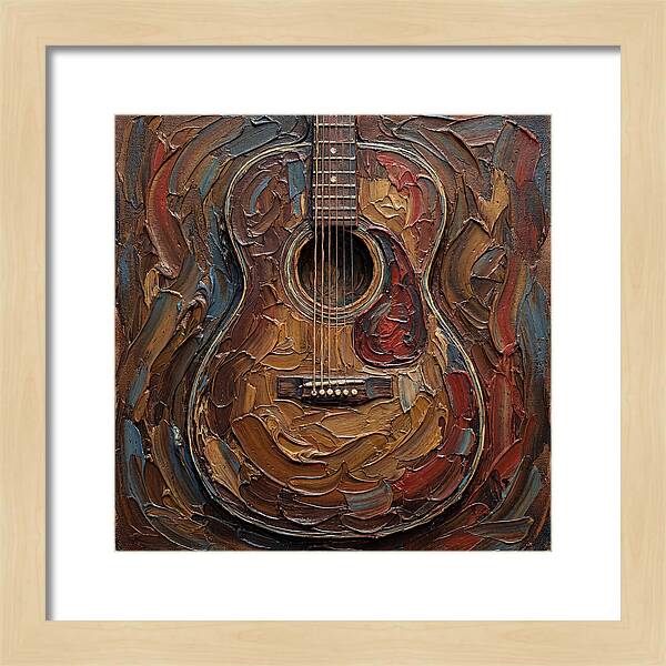 Vintage Guitar In Palette Knife Style