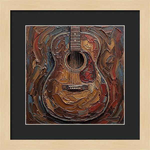 Vintage Guitar In Palette Knife Style