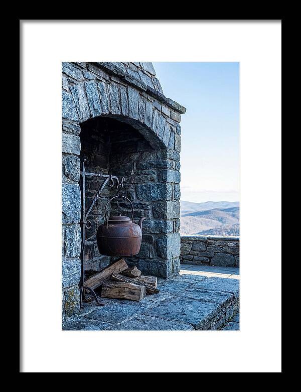 Vintage Iron Kettle Over Firewood