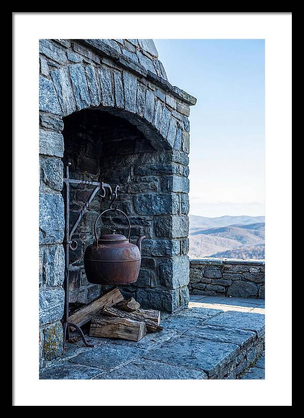 Vintage Iron Kettle Over Firewood