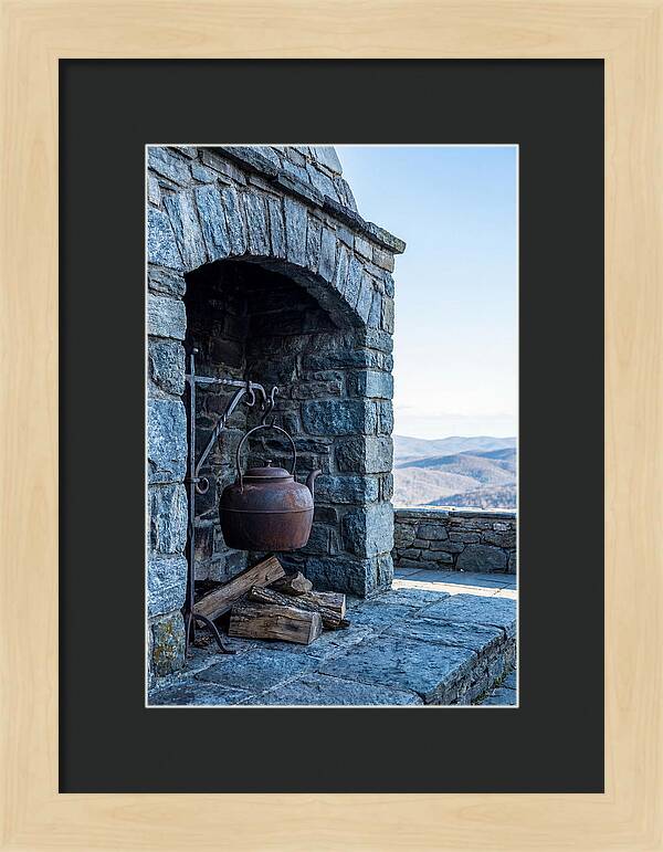 Vintage Iron Kettle Over Firewood