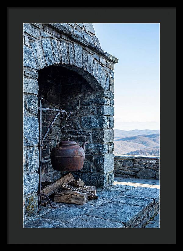 Vintage Iron Kettle Over Firewood