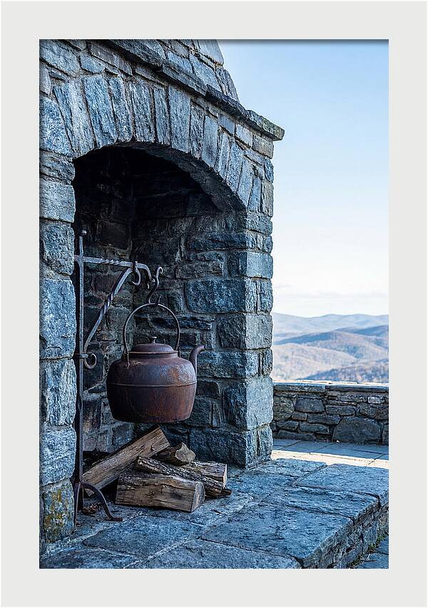 Vintage Iron Kettle Over Firewood