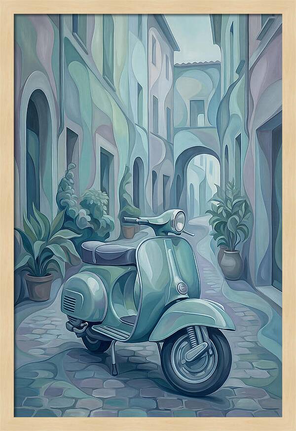 Vintage Italian Scooter In A Narrow Street