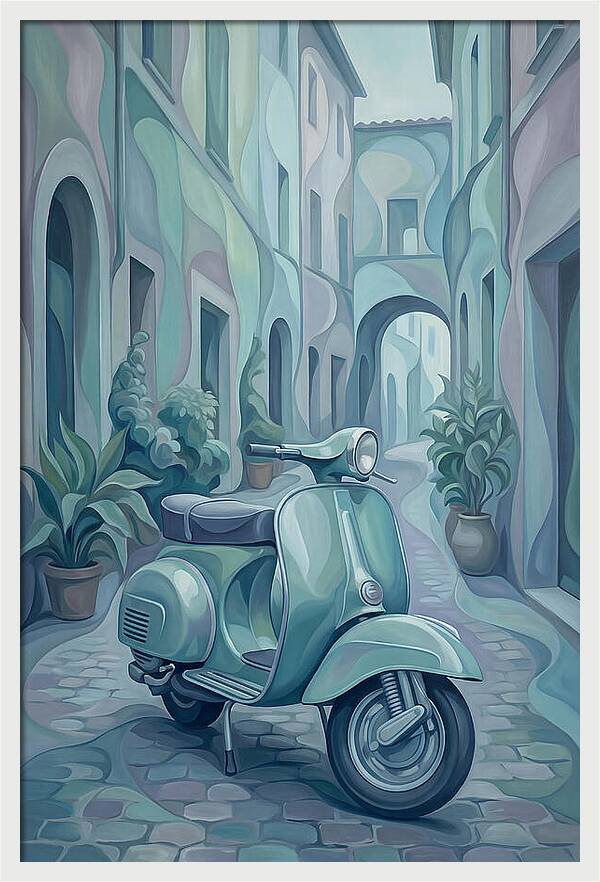 Vintage Italian Scooter In A Narrow Street