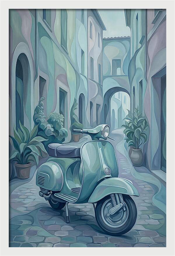 Vintage Italian Scooter In A Narrow Street