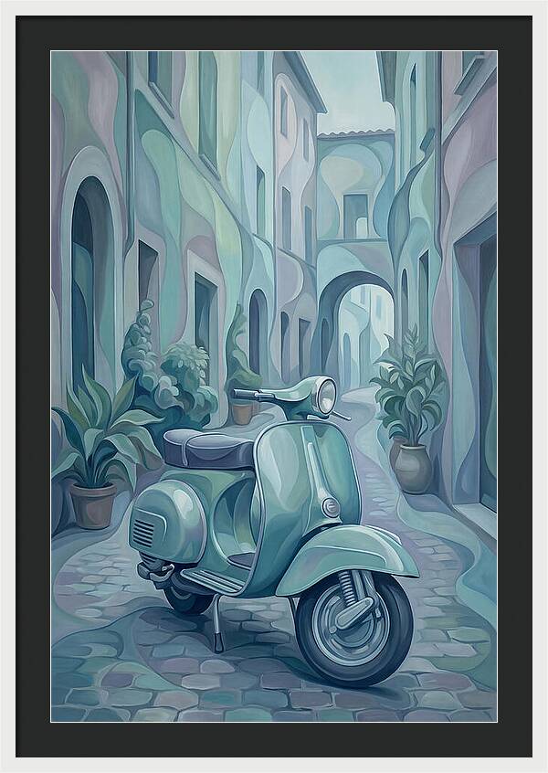 Vintage Italian Scooter In A Narrow Street