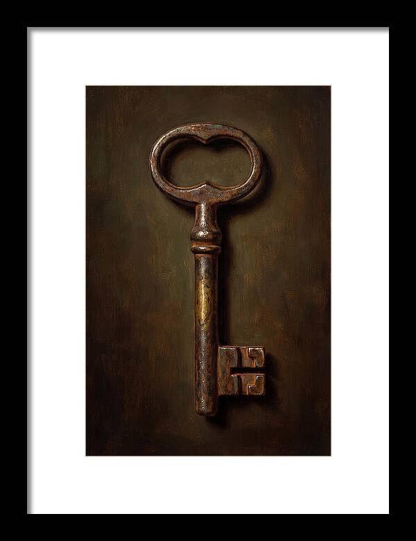 Vintage Key Against Dark Background