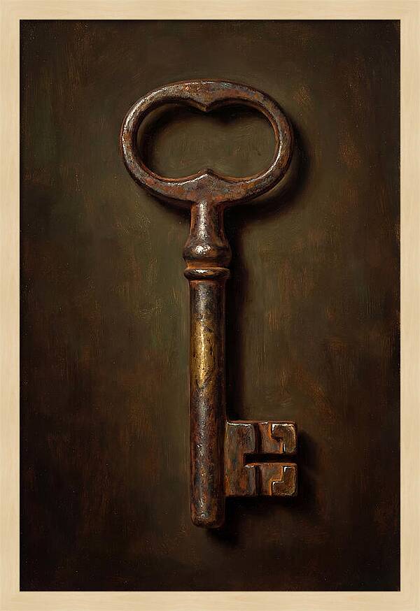 Vintage Key Against Dark Background