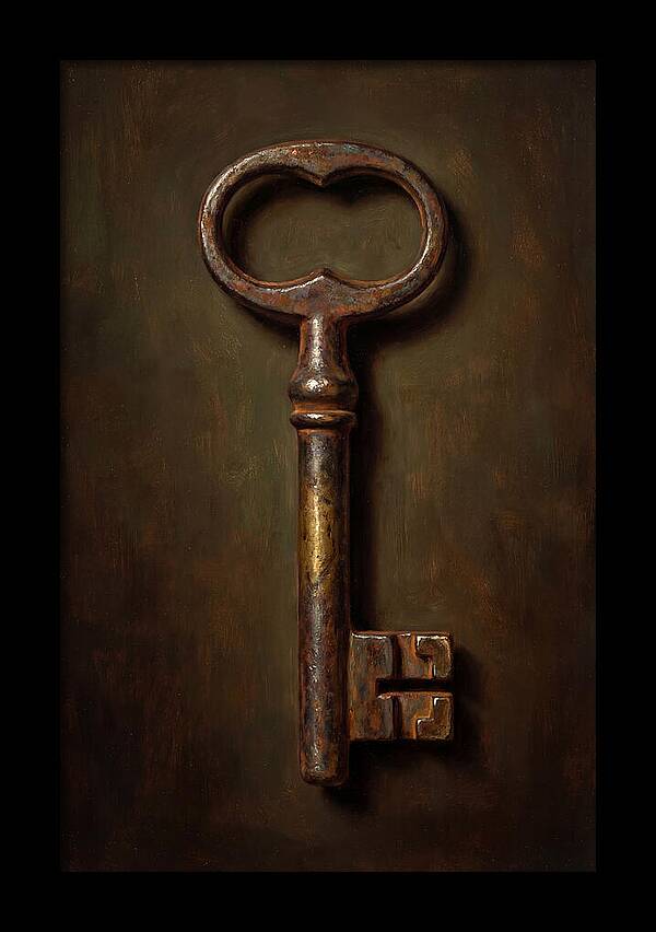 Vintage Key Against Dark Background