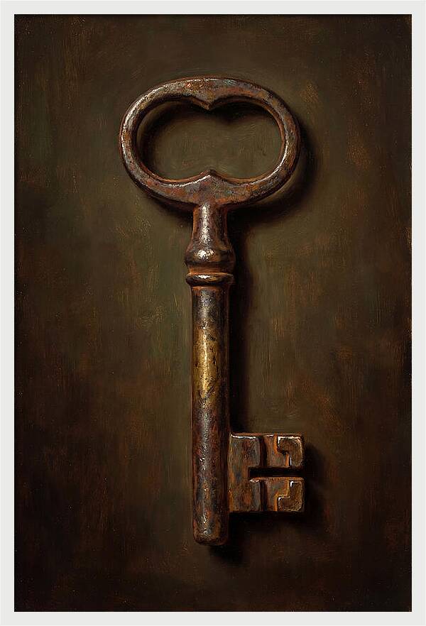 Vintage Key Against Dark Background