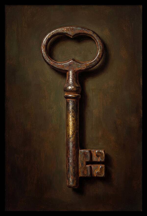 Vintage Key Against Dark Background