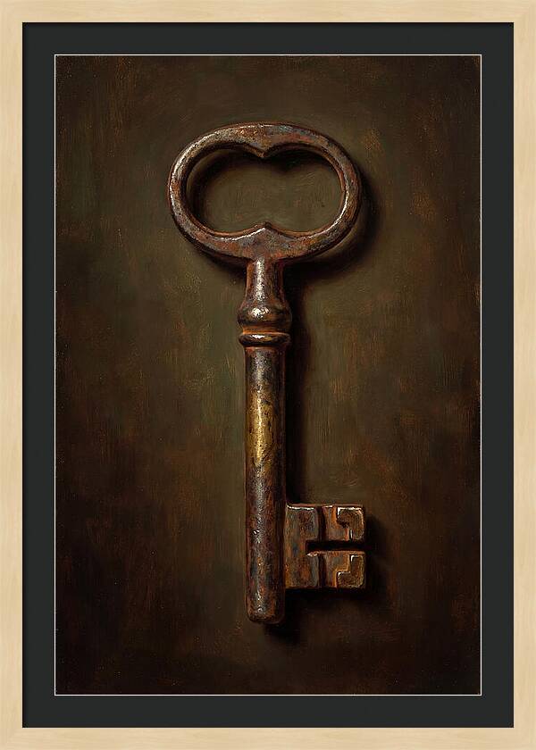 Vintage Key Against Dark Background