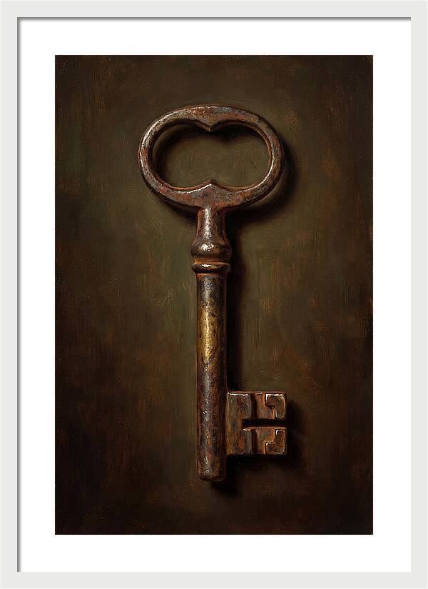 Vintage Key Against Dark Background