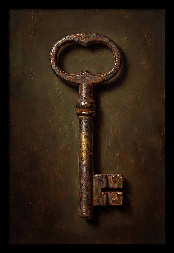 Vintage Key Against Dark Background