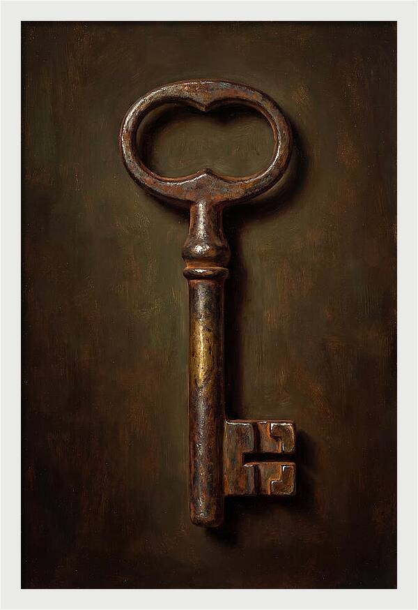 Vintage Key Against Dark Background