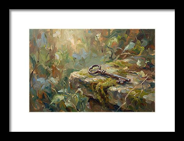 Vintage Key Among Natures Embrace