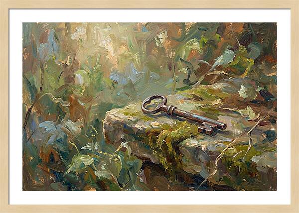 Vintage Key Among Natures Embrace