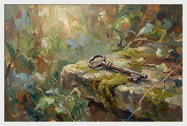 Vintage Key Among Natures Embrace