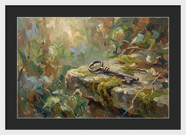 Vintage Key Among Natures Embrace