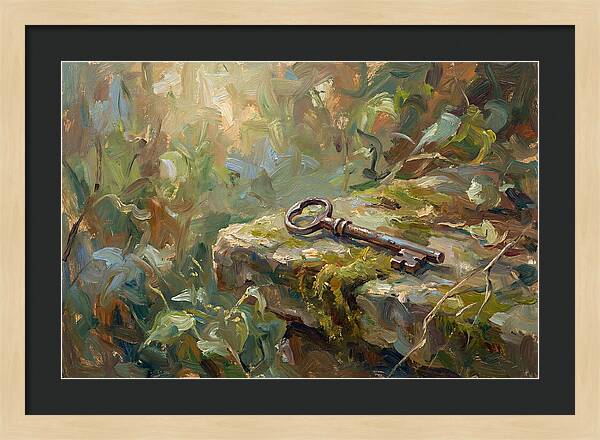 Vintage Key Among Natures Embrace