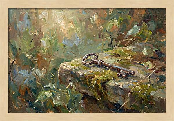 Vintage Key Among Natures Embrace