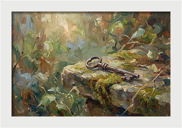 Vintage Key Among Natures Embrace