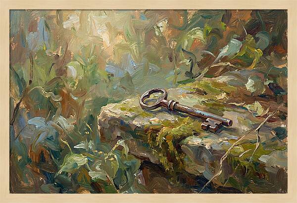 Vintage Key Among Natures Embrace