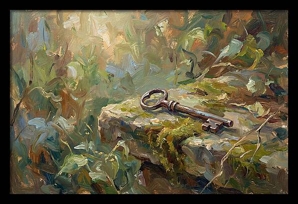 Vintage Key Among Natures Embrace