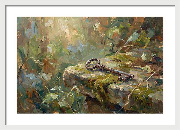 Vintage Key Among Natures Embrace