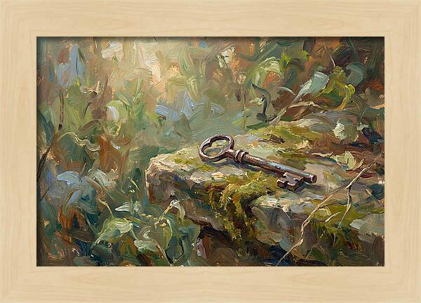 Vintage Key Among Natures Embrace