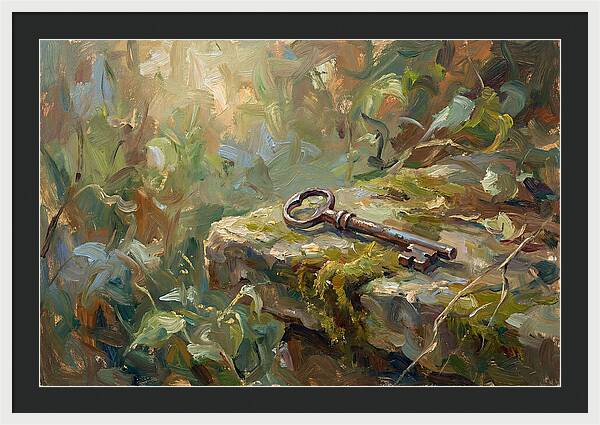 Vintage Key Among Natures Embrace