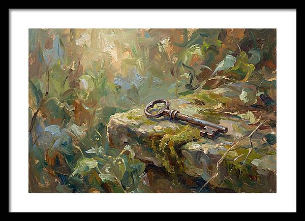 Vintage Key Among Natures Embrace