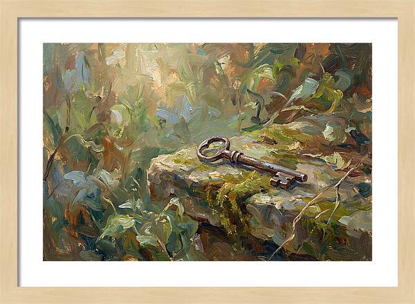 Vintage Key Among Natures Embrace