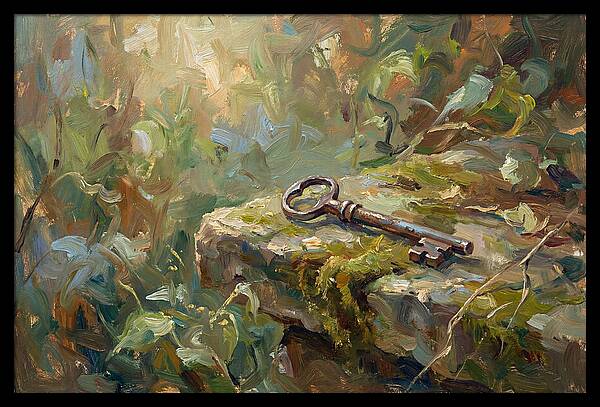 Vintage Key Among Natures Embrace