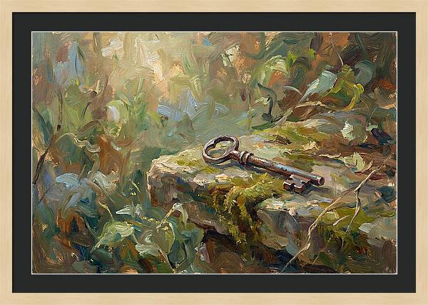 Vintage Key Among Natures Embrace