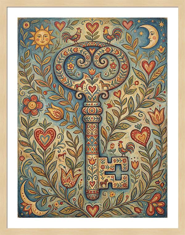Vintage Key Surrounded By Nature