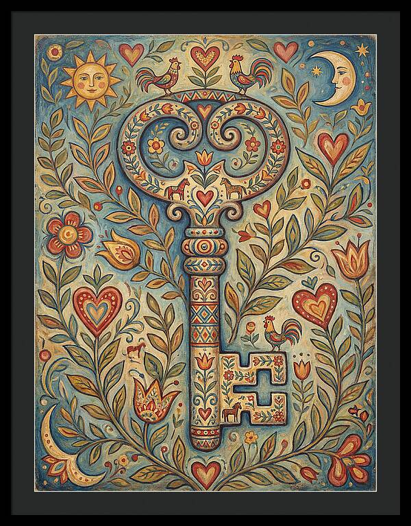 Vintage Key Surrounded By Nature