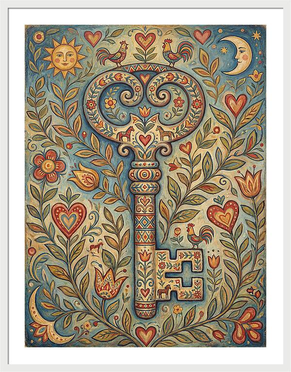 Vintage Key Surrounded By Nature