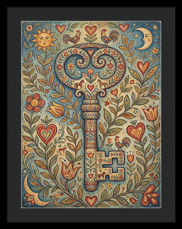 Vintage Key Surrounded By Nature