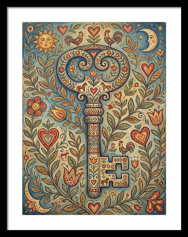 Vintage Key Surrounded By Nature