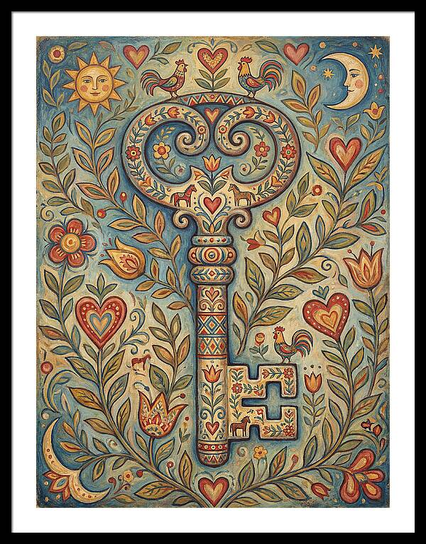 Vintage Key Surrounded By Nature