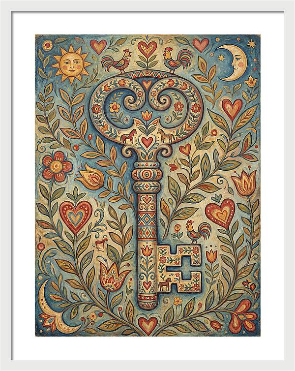 Vintage Key Surrounded By Nature