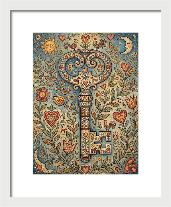 Vintage Key Surrounded By Nature