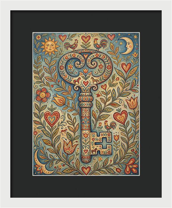 Vintage Key Surrounded By Nature