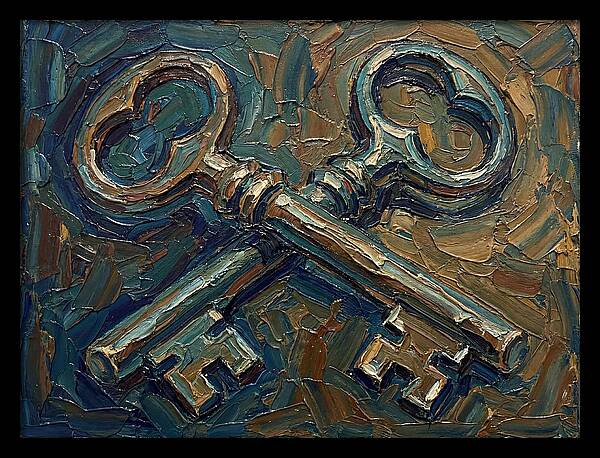 Vintage Keys In Palette Knife Style