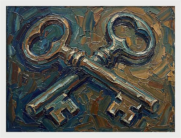 Vintage Keys In Palette Knife Style