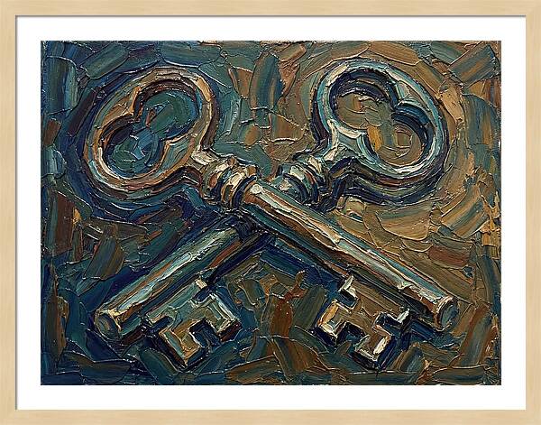 Vintage Keys In Palette Knife Style