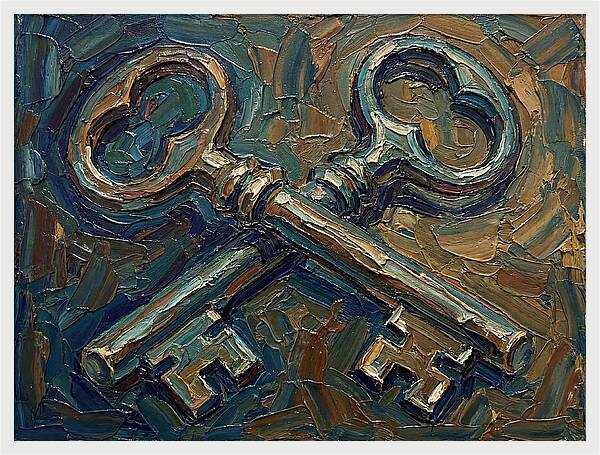 Vintage Keys In Palette Knife Style