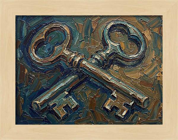 Vintage Keys In Palette Knife Style